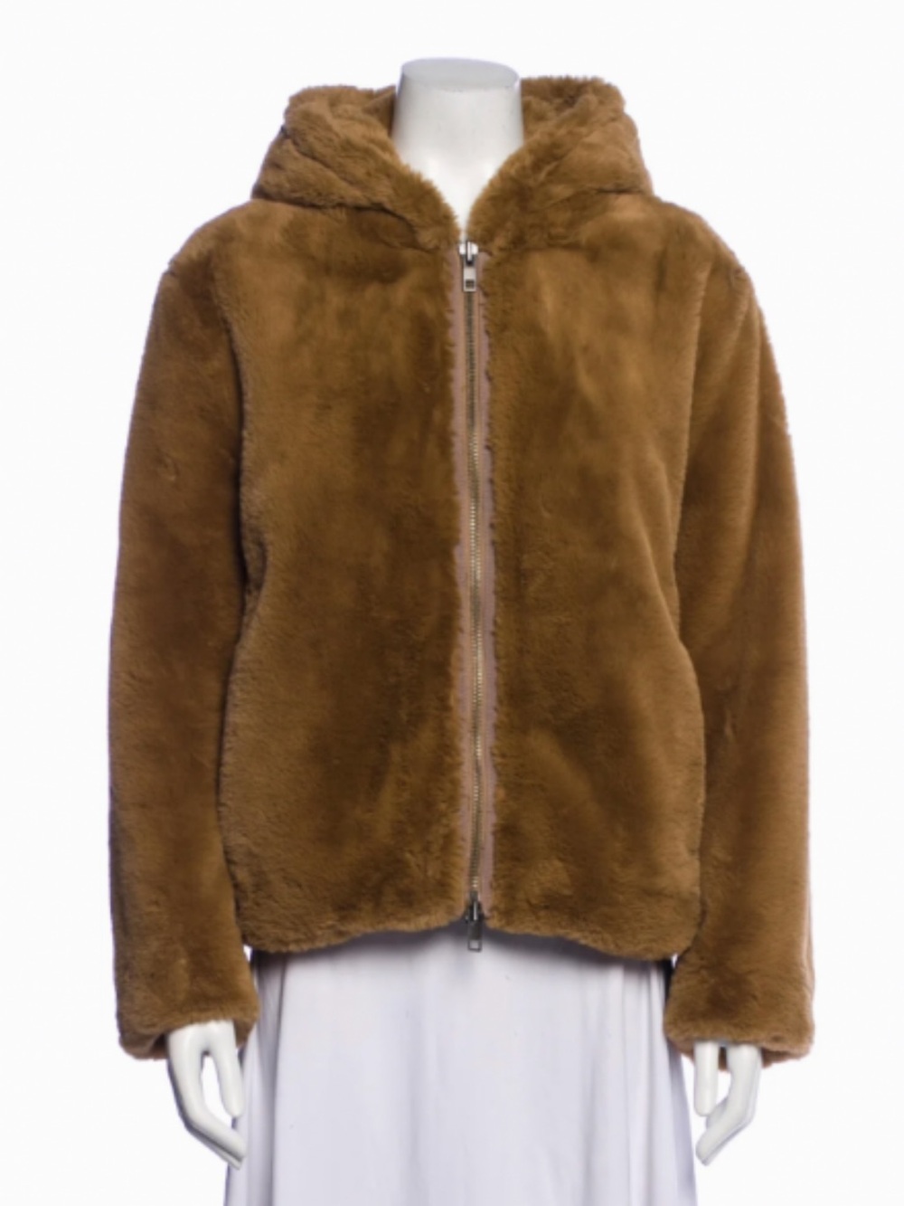 Vince Hooded Zip Up Fur Jacket - Picture 6 of 7